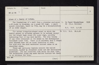 Suie, Macnabs Of Innishewan Burial Enclosure, NN42NE 3, Ordnance Survey index card, page number 2, Verso