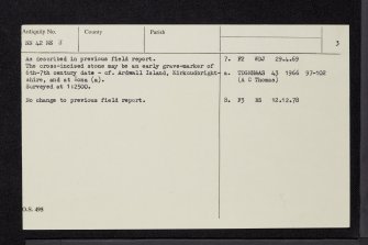 Suie, Macnabs Of Innishewan Burial Enclosure, NN42NE 3, Ordnance Survey index card, page number 3, Recto
