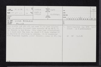 Cona Bhacain, NN44SE 13, Ordnance Survey index card, page number 1, Recto