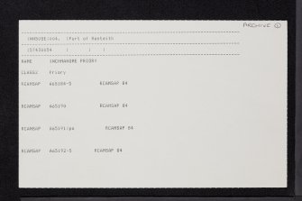 Lake Of Menteith, Inchmahome Priory, NN50SE 4, Ordnance Survey index card, page number 1, Recto