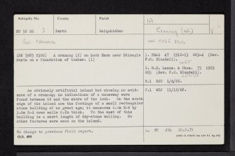 Lochearnhead, NN52SE 3, Ordnance Survey index card, Recto