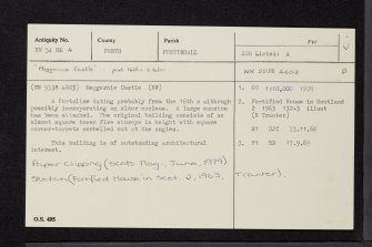Meggernie Castle, NN54NE 4, Ordnance Survey index card, Recto