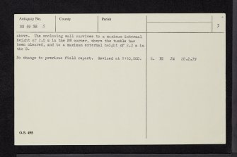Dun-Da-Lamh, Laggan, NN59SE 3, Ordnance Survey index card, page number 3, Recto