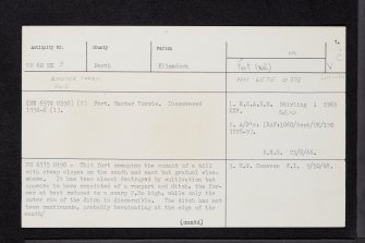 Easter Torrie, NN60SE 3, Ordnance Survey index card, page number 1, Recto