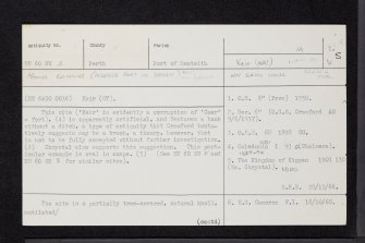 Keir, Mid Borland, NN60SW 4, Ordnance Survey index card, page number 1, Recto