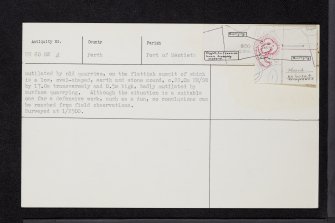 Keir, Mid Borland, NN60SW 4, Ordnance Survey index card, Verso