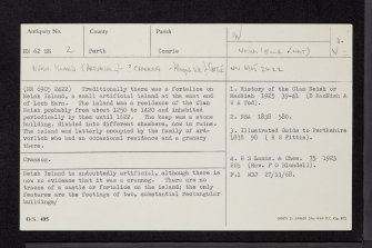 Neish Island, Loch Earn, NN62SE 2, Ordnance Survey index card, page number 1, Recto
