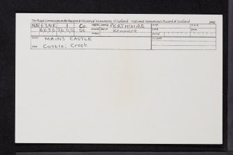 Mains Castle, NN63NE 1, Ordnance Survey index card, Recto