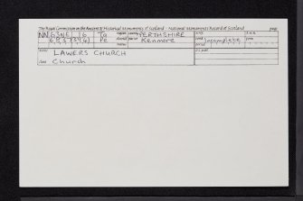 Lawers, Old Church, NN63NE 16, Ordnance Survey index card, Recto