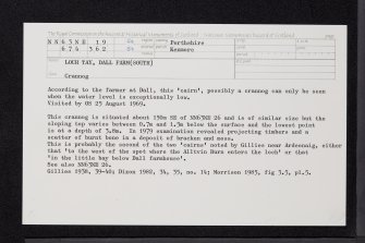 Loch Tay, Dall Farm South, NN63NE 19, Ordnance Survey index card, Recto