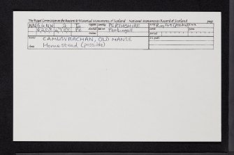 Camusvrachan, Old Manse, NN64NW 2, Ordnance Survey index card, Recto