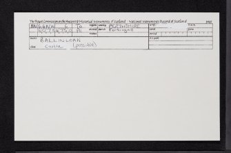 Ballinloan, 'Castle', NN64NW 6, Ordnance Survey index card, Recto