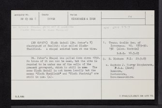 Cladh Phadruig, NN69NE 8, Ordnance Survey index card, Recto