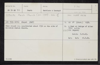 Kilbryde Chapel And Burial-Ground, NN70SE 36, Ordnance Survey index card, Recto