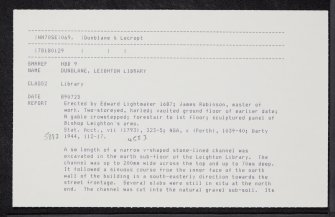 Dunblane, The Cross, Leighton Library, NN70SE 69, Ordnance Survey index card, Recto