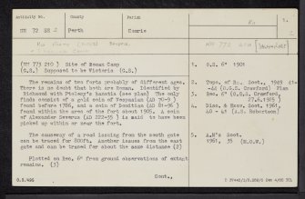 Dalginross, NN72SE 2, Ordnance Survey index card, page number 1, Recto