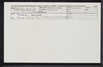 'Dunmoid', Dalginross, NN72SE 6, Ordnance Survey index card, Recto