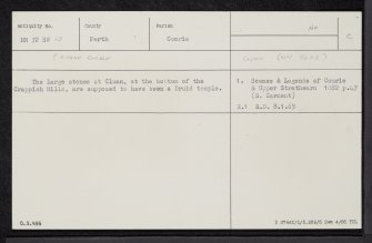 Cluan, NN72SW 13, Ordnance Survey index card, Recto