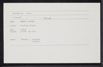 Newhall Bridge, NN74NE 3, Ordnance Survey index card, Recto