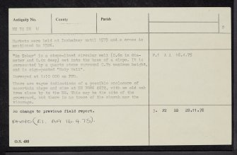 Inchadney, Church, Well And Manse, NN74NE 11, Ordnance Survey index card, page number 2, Verso