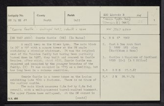 Comrie Castle, NN74NE 29, Ordnance Survey index card, page number 1, Recto