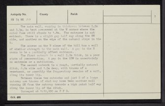 Drummond Hill, NN74NE 30, Ordnance Survey index card, page number 2, Verso