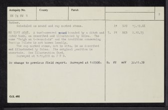 Lyon Bridge, NN74NW 8, Ordnance Survey index card, page number 2, Verso