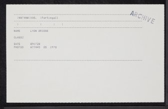 Lyon Bridge, NN74NW 8, Ordnance Survey index card, Recto
