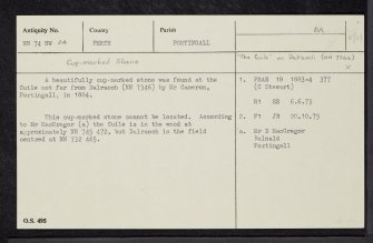 Dalraoch, 'The Cuile', NN74NW 24, Ordnance Survey index card, Recto