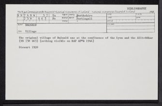Balnald, NN74NW 37, Ordnance Survey index card, Recto