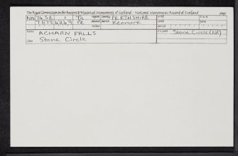 Acharn Falls, NN74SE 1, Ordnance Survey index card, Recto