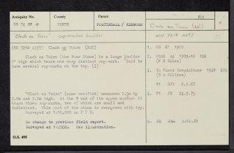 Fearnan, Clach Na Tuirc, NN74SW 4, Ordnance Survey index card, Recto