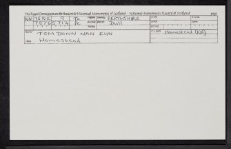 Tom Donn Nan Eun, NN75NE 9, Ordnance Survey index card, Recto