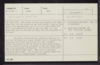 Foss And Tummel Parish Church, NN75NE 19, Ordnance Survey index card, Recto