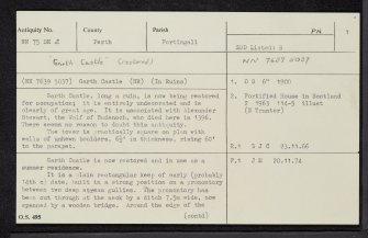 Garth Castle, NN75SE 2, Ordnance Survey index card, page number 1, Recto