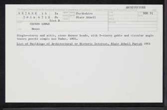 Clunes Lodge, NN76NE 14, Ordnance Survey index card, Recto