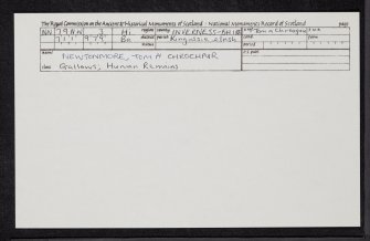 Newtonmore, Tom A' Chrochair, NN79NW 3, Ordnance Survey index card, Recto