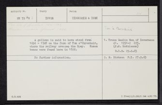 Newtonmore, Tom A' Chrochair, NN79NW 3, Ordnance Survey index card, Recto