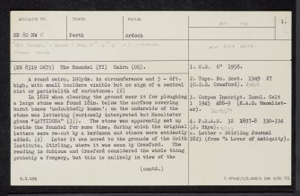 The Roundel, NN80NW 5, Ordnance Survey index card, page number 1, Recto