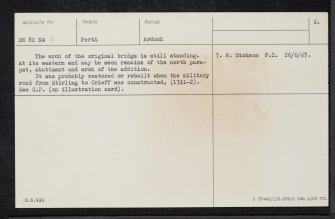 Braco, Ardoch Old Bridge, NN80NW 7, Ordnance Survey index card, page number 2, Verso