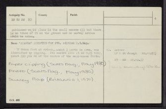 Ardoch, NN80NW 10, Ordnance Survey index card, page number 4, Verso