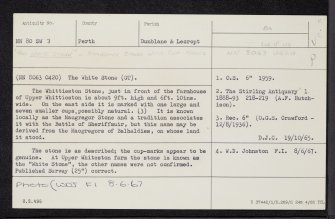 The White Stone, NN80SW 3, Ordnance Survey index card, Recto