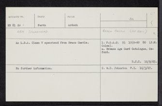 Braco Castle, NN81SW 1, Ordnance Survey index card, Recto