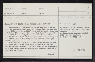 Cairn Wochel, NN81SW 4, Ordnance Survey index card, page number 1, Recto