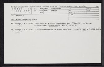 Ardoch, NN81SW 15, Ordnance Survey index card, Recto