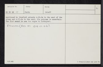 Monzie, Witches' Stone, NN82SE 27, Ordnance Survey index card, page number 2, Verso