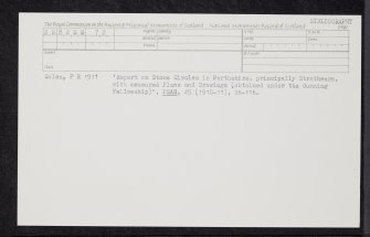 Cradle Stone, NN82SE 72, Ordnance Survey index card, Recto
