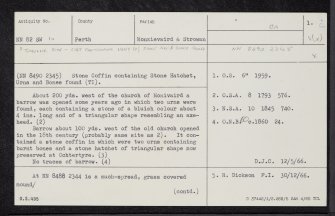 St Serf's Water, NN82SW 10, Ordnance Survey index card, page number 1, Recto