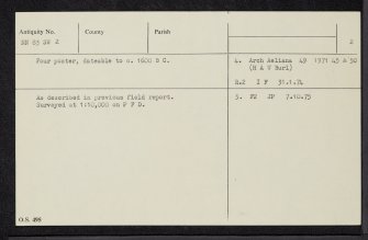 Clach Na Tiompan, NN83SW 2, Ordnance Survey index card, page number 2, Verso