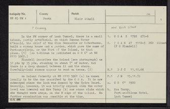 Loch Tummel, NN85NW 1, Ordnance Survey index card, page number 1, Recto